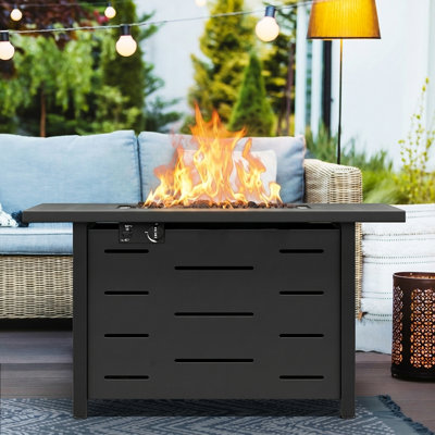 8-Piece Outdoor Rattan Patio Set with Fire Pit Table