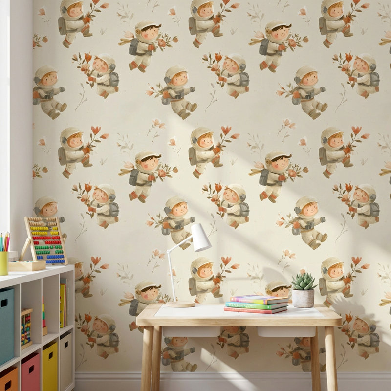 Papier peint astronaute, décoration murale fantaisiste pour enfants, Texturé non collé