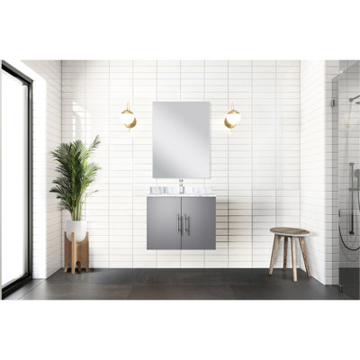 Meuble-lavabo 24 po x 22 po gris foncé avec comptoir en marbre et miroir inclus W 22 P, 18 miroirs, bureau fermé