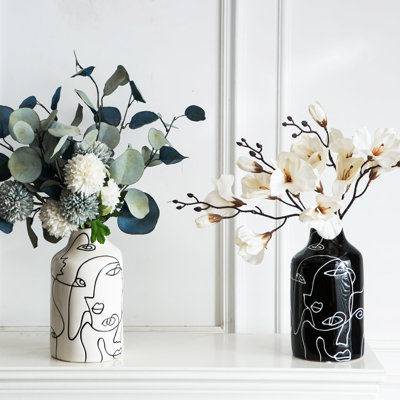 Abstract Irregular 8.25-inch Ceramic Vase Set (2-piece)