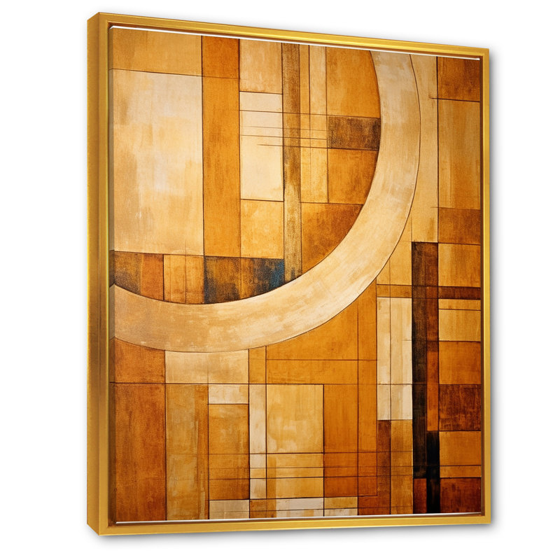 Bronze Brilliance Symetry II - formes abstraites, impressions sur toile, H 44 po x l 34 po x P 1,5 po, Cadre flottant doré