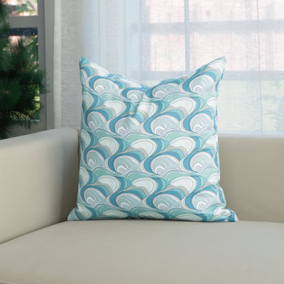 Housse de coussin d'extérieur en polyester résistant aux taches Fabcline, taie d'oreiller carrée à imprimé bord de mer avec fermeture à glissière