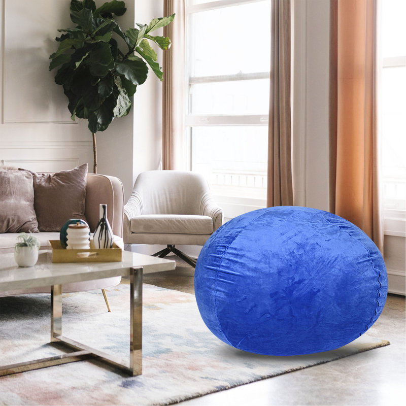 Minky Velvet Bean Bag Chair, 4Ft Plush Floor Chair For Kids And Adults W/ Washable Cover, Lounge Chair With Stretchable Fabric, Comfy Bedroom Chair, Filled With Shredded And Memory Foam.