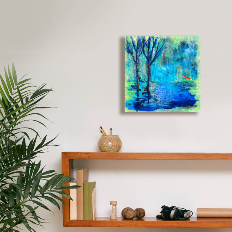 «Tranquil Travels» par Wyanne, graffiti épique, art mural sur toile, 18 po x 18 po, H 12 po x l 12 po x P 0,75 po