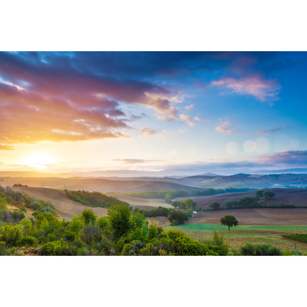 Toskana bei Sonnenaufgang - Leinwandbild