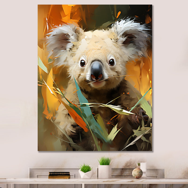 Koala Bush Retreat 1 - Koala Animal, art mural, Toile tendue, H 44 po x l 34 po x P 1,5 po