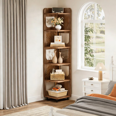 71" Corner Shelf, Narrow Bookshelf Display Shelf with Storage Rack