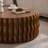 Drum Fluted Modern Round Coffee Table, Mid Century Circle Center Table with Sturdy Pedestal for Living Room and Bedroom-302139101