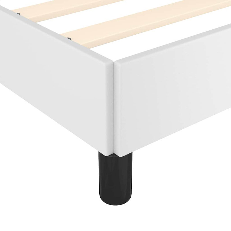 vidaXL Bed, Faux Leather Upholstered Platform Bed, No Mattress, Twin, White