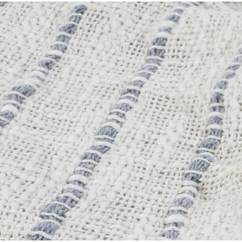 Housse et insert de coussin rectangulaire en coton Jojo, Rectangulaire H 14 po x l 40 po, Ivoire / rayé gris-bleu