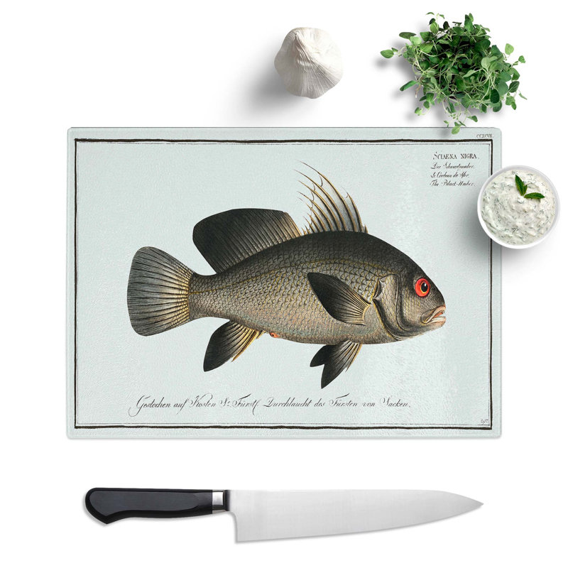 Tempered Glass Umber Fish by M.E. Bloch Chopping Board, 28.5cm W x 20cm L
