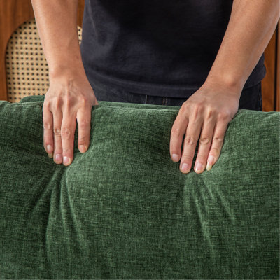 Canapé 82,68 po 2 places en chenille extra large avec accoudoirs et coussins de dossier pour le salon et la chambre à coucher, vert