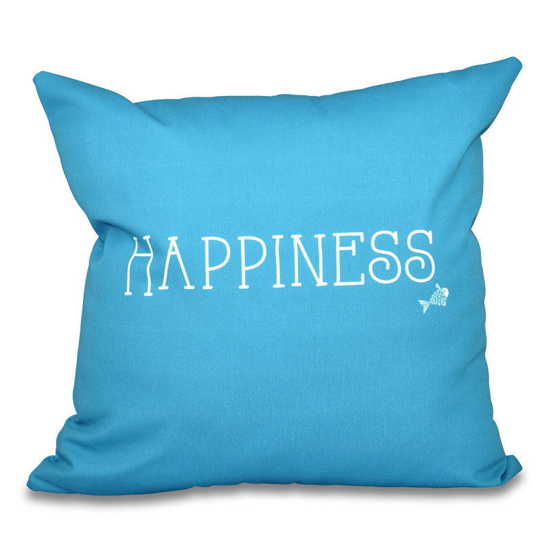 Housse de coussin carré « Coastal Happiness »/insert, H 18 po x l 18 po, Turquoise