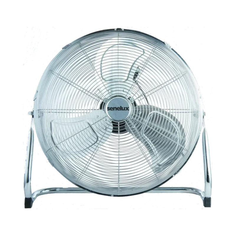 Senelux 16 Inch Chrome Floor Fan with Adjustable Tilt and Multiple Fan Speeds, 20cm H x 50cm W x 50cm D