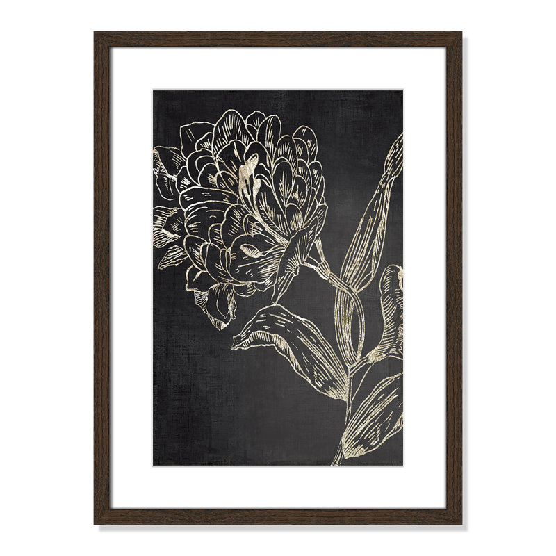 Clarendon Golden Flower Folklore II by Asia Jensen - Picture Frame Graphic Art, 23" H x 17" W, Walnut Wood Grain