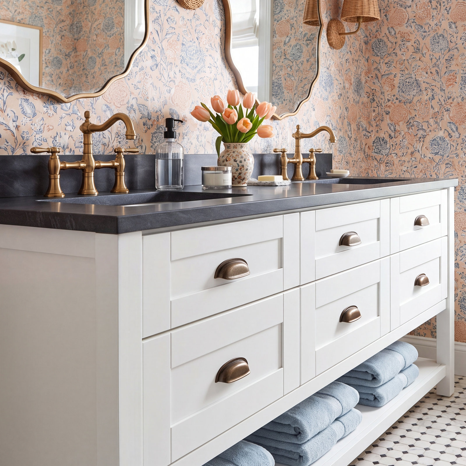 2.5" Cup Bin Cabinet Pull, Satin Gold