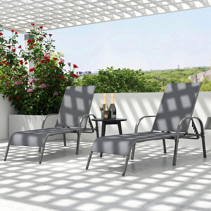 Outdoor Chaise Lounge, Grey, 1