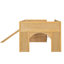 Lit mezzanine double en bois pleine grandeur avec glissade, tablettes de rangement, porte et fenêtre pour chambre d'enfant, naturel-665900002