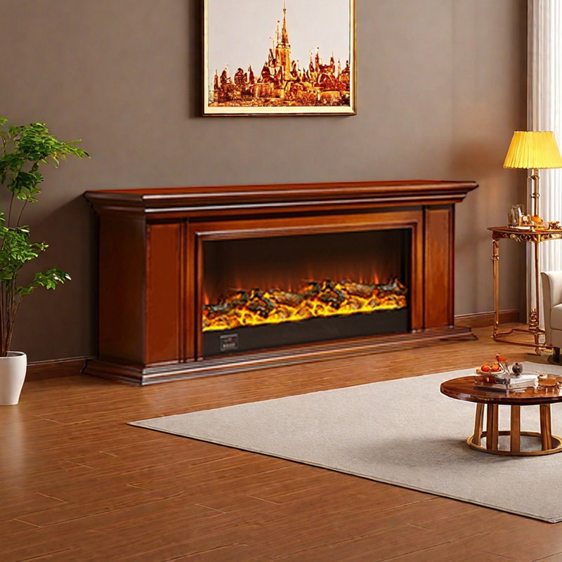 Meuble télé American Fireplace, Brun, 59.06"