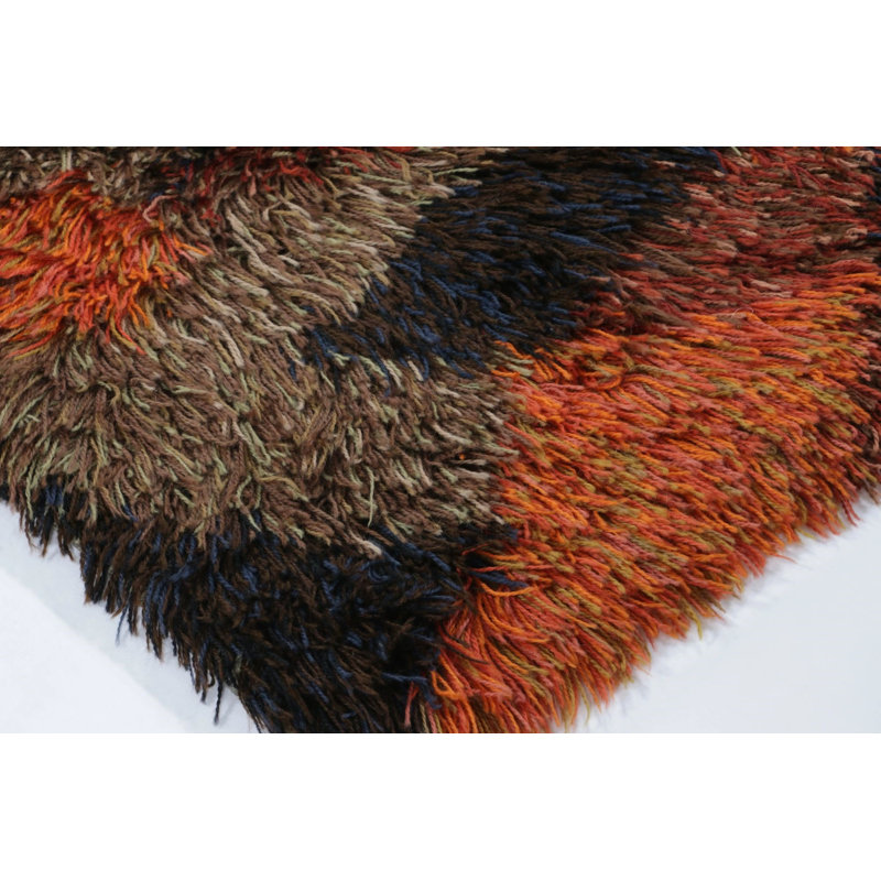 Vintage Swedish Rya Runner With Multicolor Abstract Pattern -  Rug & Kilim