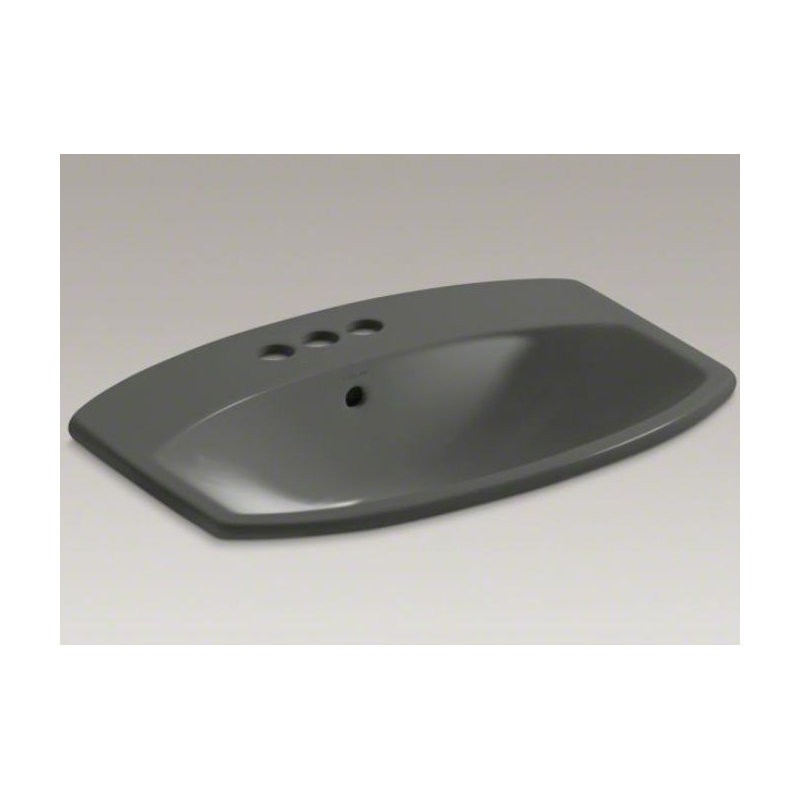 Cimarron Vitreous China Rectangular Drop-In Bathroom Sink with Overflow, Thunder Gray, 4" Centers