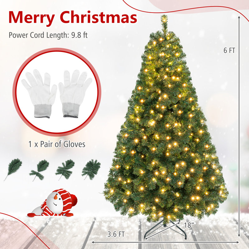 Sapin de Noël artificiel blanc avec lumières DEL, 6'H