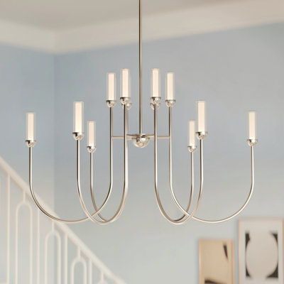  LED 2-Tier Traditional Chandelier with Layered Glass