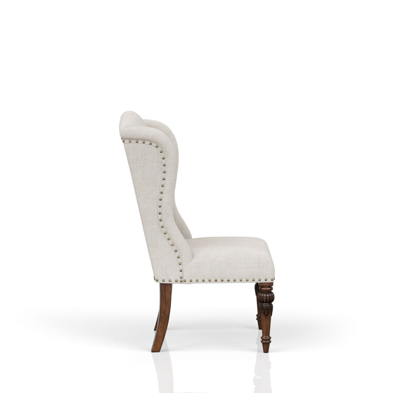 Chaise de salle à manger grise avec aile rembourrée, conception stable et robuste