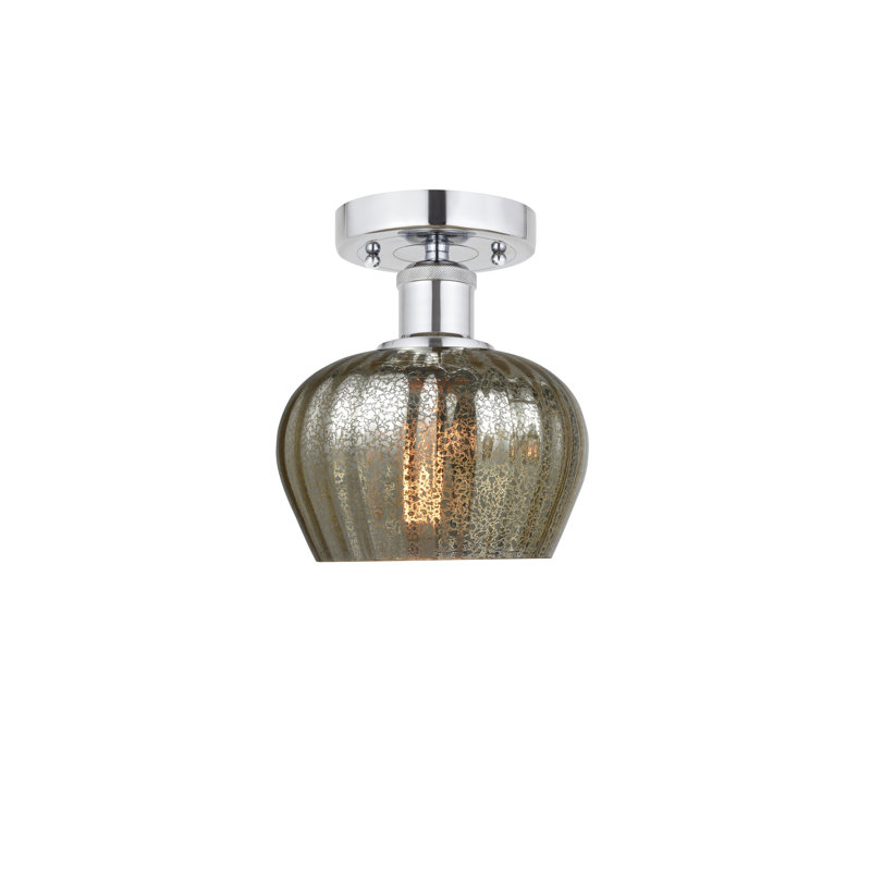 Plafonnier semi-encastré Noille Glass, Chrome poli, H 8,25 po x l 6,5 po x P 6,5 po, Mercurisé