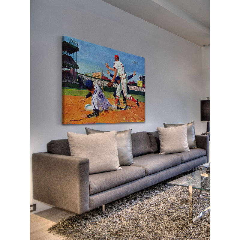 "the umpire was a rookie" par paul nonnast, reproduction d’art sur toile tendue, H 20 po x l 30 po x P 1,5 po