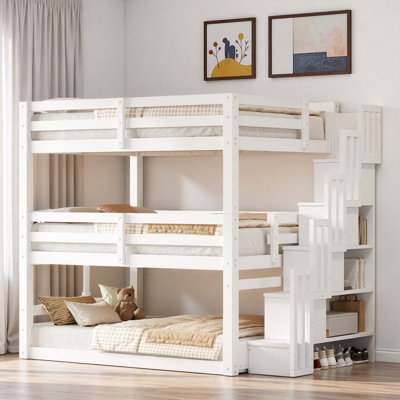 Triple Bunk Bed With Storage Staircase