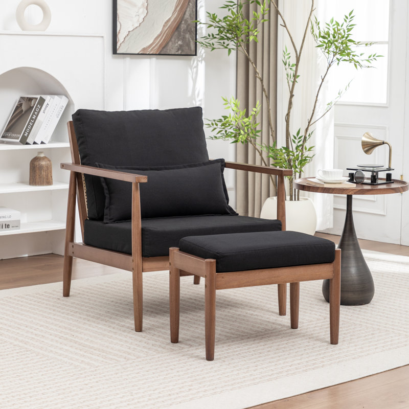 Fauteuil avec repose-pieds Juntier, Noir