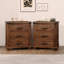 Ensemble de table de chevet rustique en bois massif récupéré à trois tiroirs Rustic-130135713