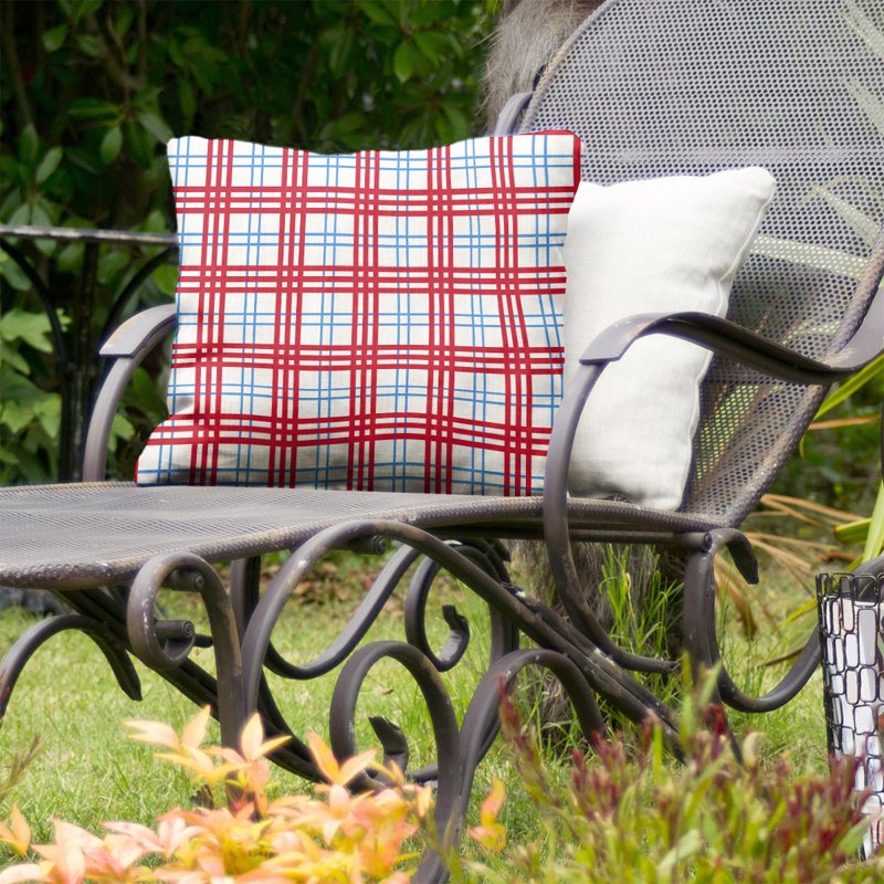 Housse de coussin d'extérieur carré R-Baltimore Football, 18 po x 18 po, Blanc / bleu clair / rouge G-Houston