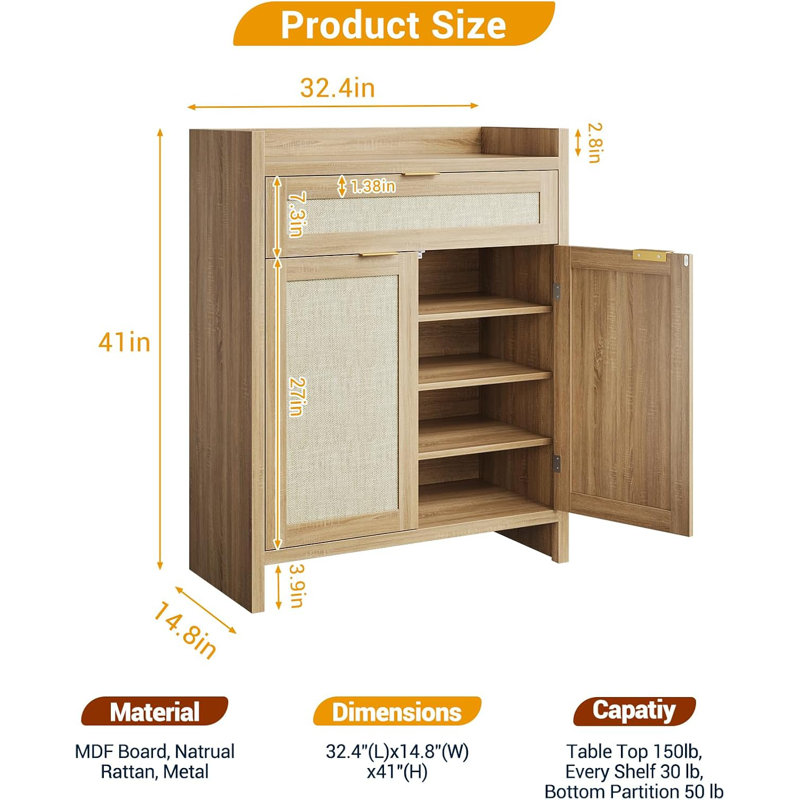 Rattan Shoe Cabinet