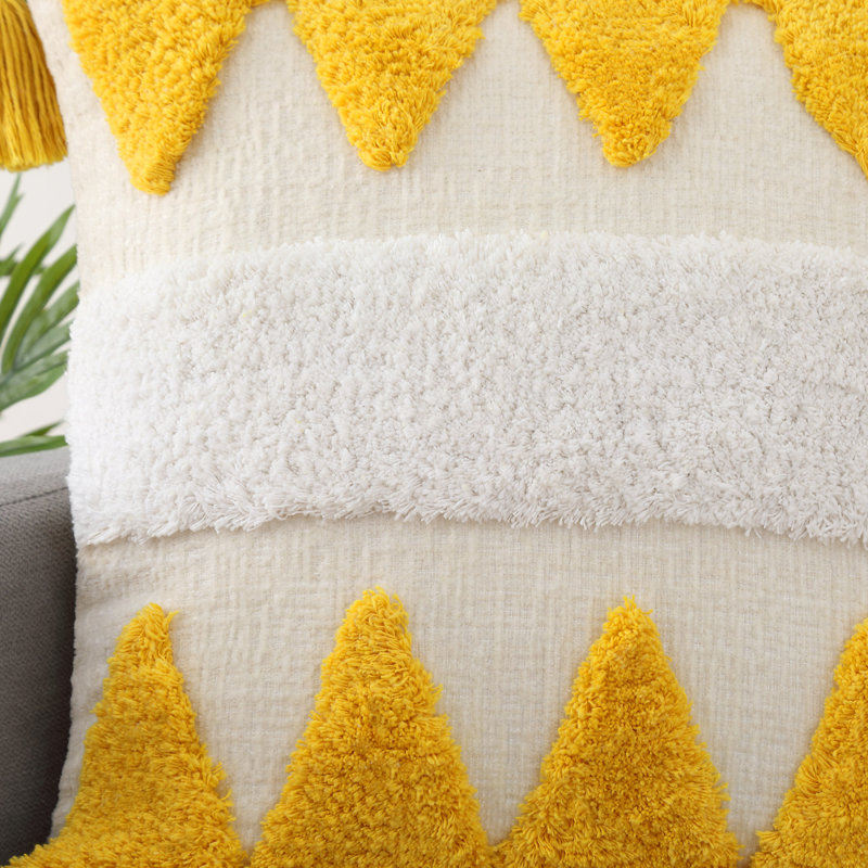  Housse de coussin d'intérieur en polyester, Jaune