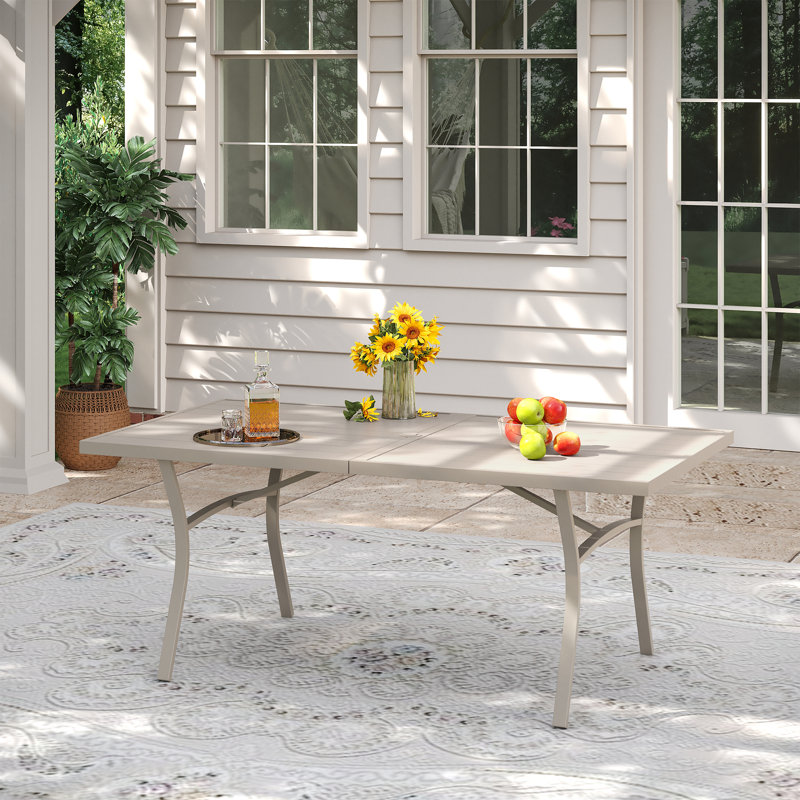 70.9" Outdoor Rectangular Patio Dining Table, 28" H x 70.9" L x 37.8" W, Cream