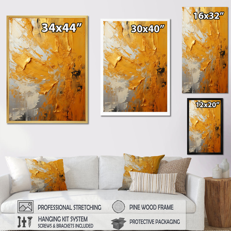 «Sunset Meadow Golden Landscape II», reproduction, Cadre doré simple, H 40 po x l 30 po x P 1,5 po