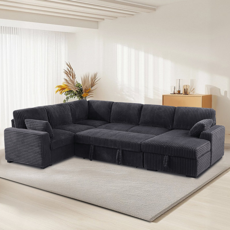 116.5''Transformative Modular Sofa With Multi-Functional Design, Dark Grey