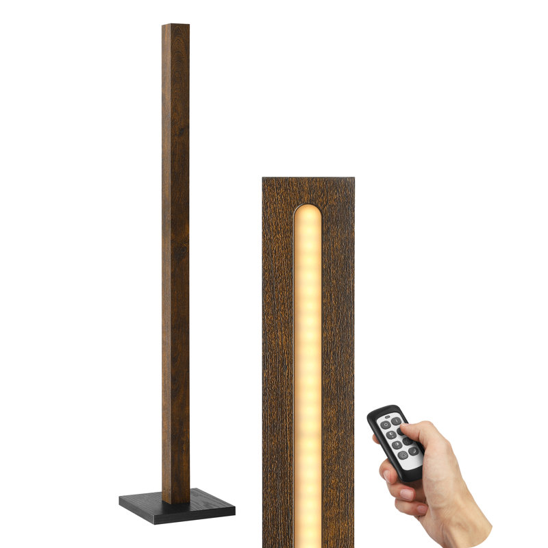 Lampe de coin en bois à DEL avec télécommande 48,43 "à intensité variable