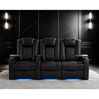 Power Zero Gravity Top Grain Leather Home Theater Recliner Seating