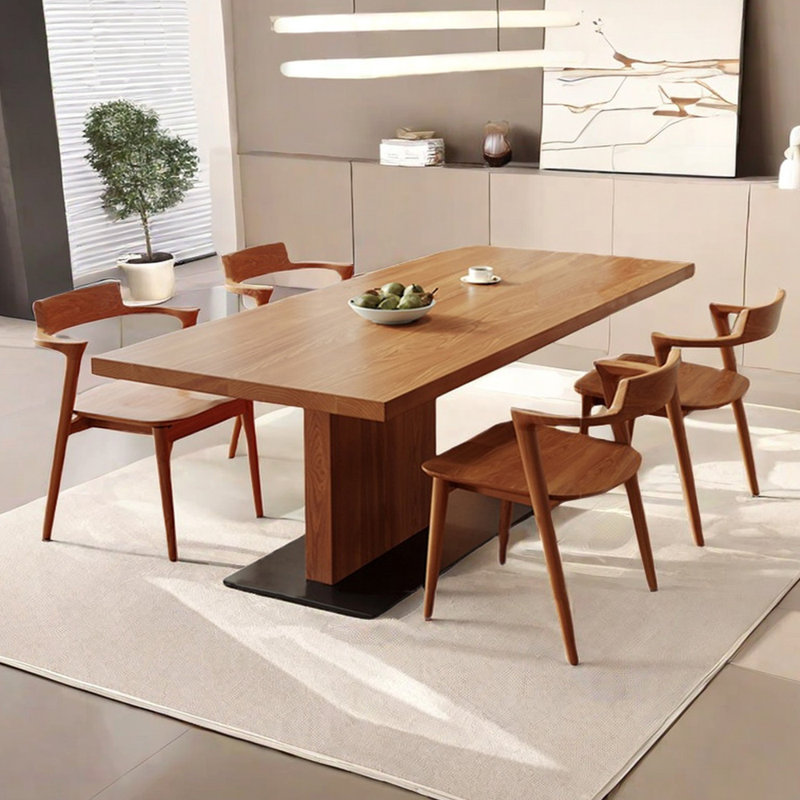 Solid wood ash dining table set, 29.53"H x 78.74"L x 35.43"W