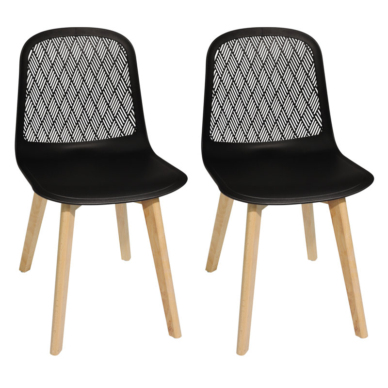 Modern PP Dining Chair with Beech Wood Legs, Kitchen & Dining Room Chairs SH-C, Black