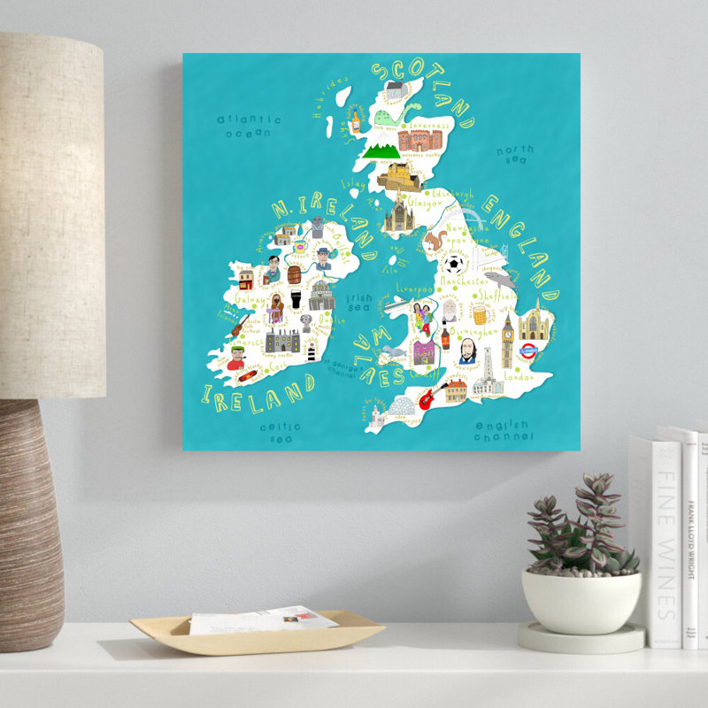 Pays illustrés Royaume-Uni + Irlande, H 20 po x l 20 po