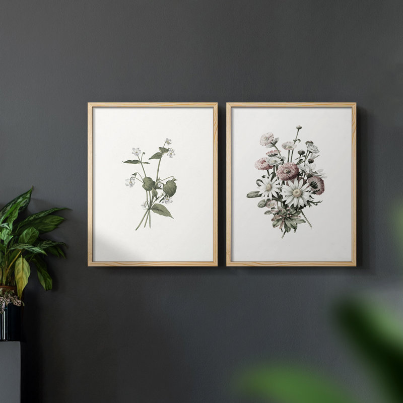 «Vintage Floral XXV», 2 pièces sur papier, Naturel, H 14 po x l 22 po