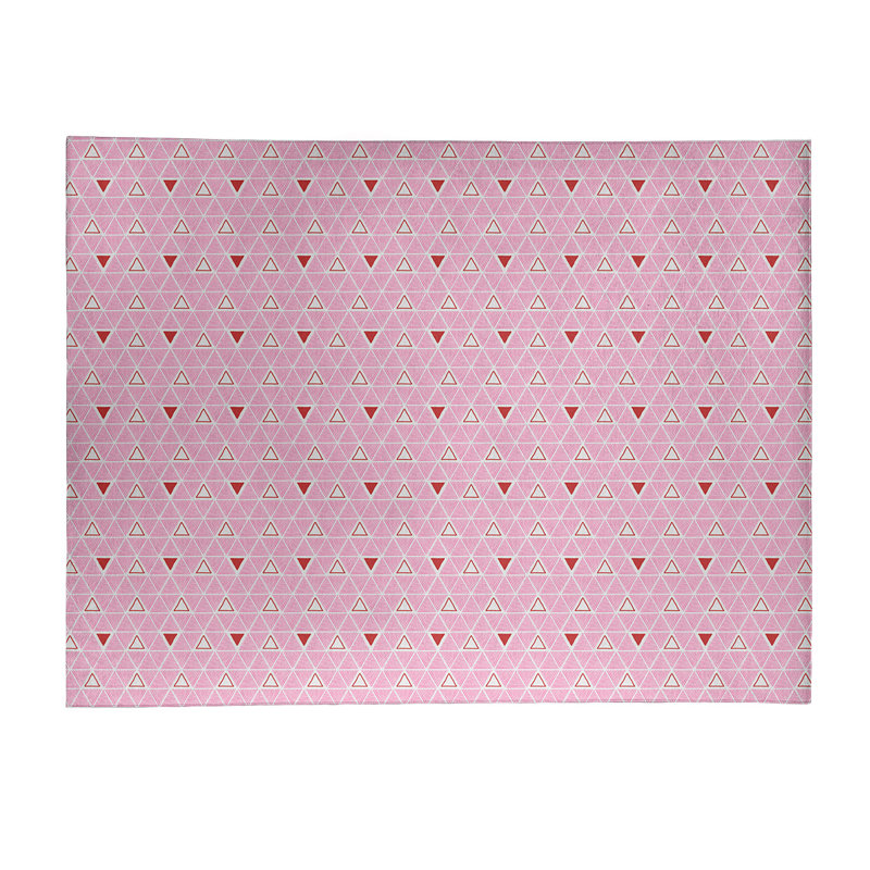 Tapis rose/rouge fait main géométrique, Rectangle 9 pi x 12 pi