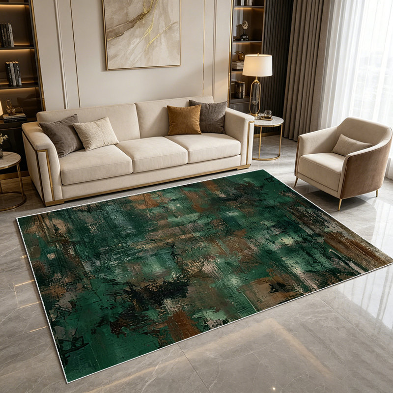 1PC Vintage Textured Dark Forest Oil Painting area rugs for Living Room, Soft and Comfortable, Suitable for all seasons, easy-to-maintain, machine washable Indoor floor mat, Under Table Farmhouse suitable for entryway, dining room, bedroom,