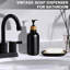 Ensemble d'accessoires de salle de bain noir 5 pièces, accessoires de salle de bain noir mat, ensemble de distributeur de savon en plastique et porte-brosse à dents, porte-savon, pot de coton-tige, noir