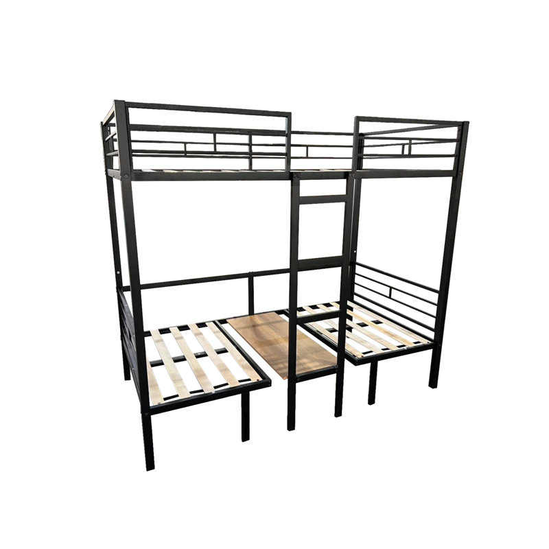 Lit mezzanine simple avec ensemble de table transformable en lit simple au-dessus d'un lit simple, Lit double