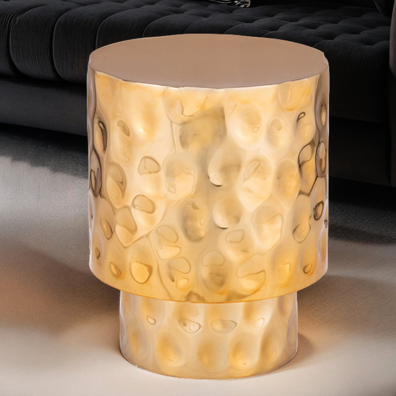 Table de bout martelée et moderne en métal doré moderne 90 90 16, profondeur de 16 po, hauteur de 20 po, convient aux différents styles de pièces en métal coloré, surface, largeur, 19,4 lb, choix de couleurs